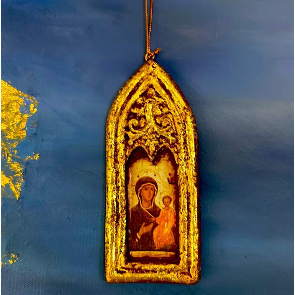 VTG Madonna & Child Byzantine Icon Ornament